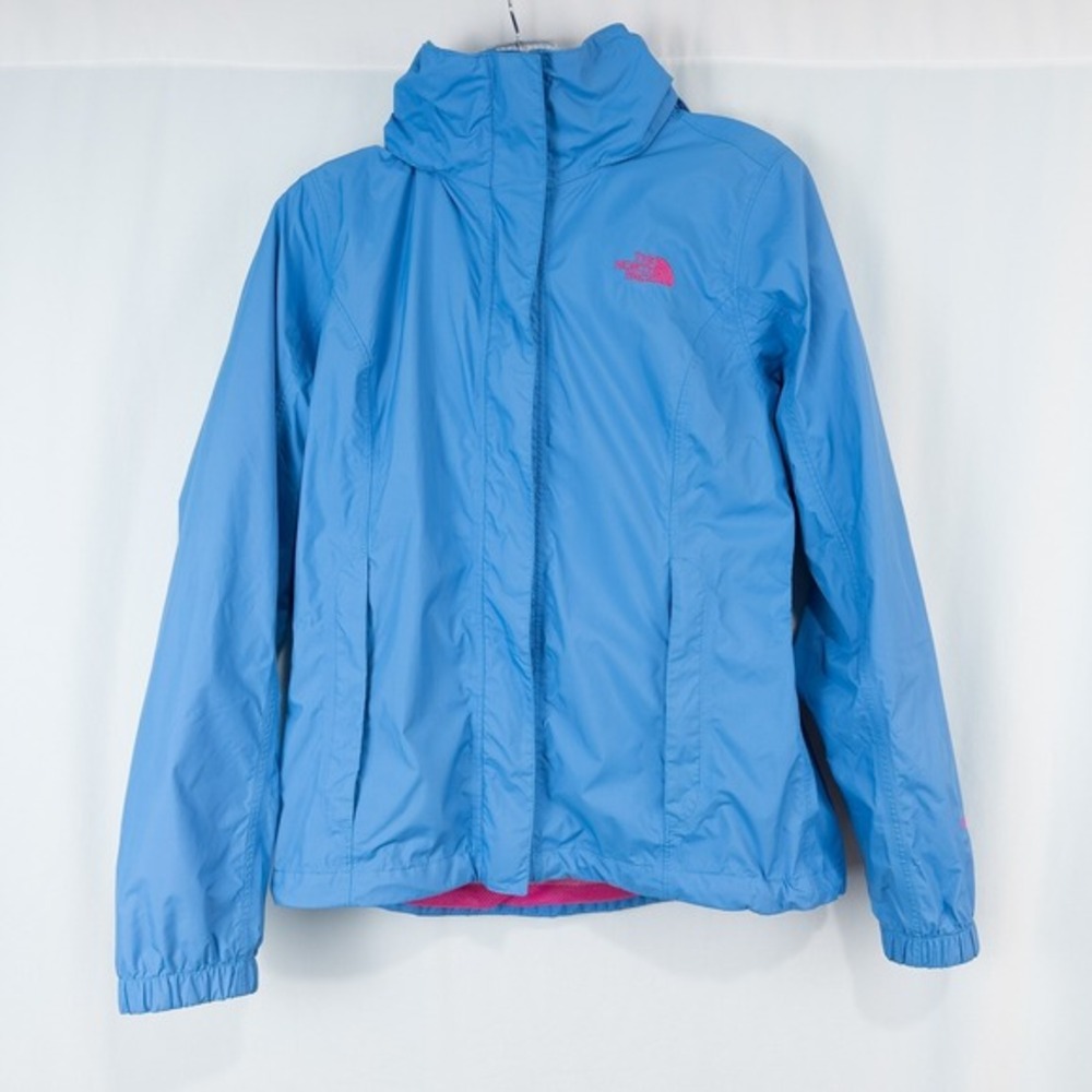 The North Face Hyvent Resolve Jacket Womens Small Hooded Nylon Blue Pink Outdoor